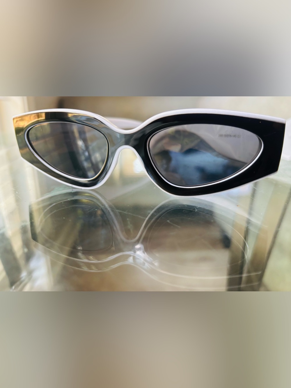 CHANEL Black and White CC Logo Sunglasses Arm